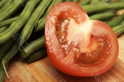 Juicy fresh tomatoes and beans Juicy fresh tomatoes and beans