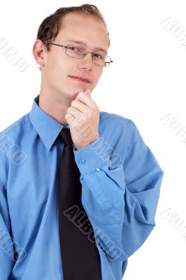 Businessman in blue shirt