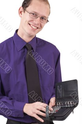 Businessman calculating