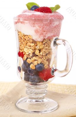 Healthy breakfast with muesli and yoghurt Healthy breakfast with muesli and yoghurt