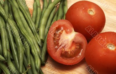 Juicy fresh tomatoes and beans Juicy fresh tomatoes and beans