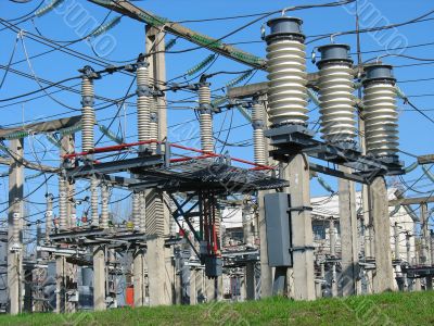 High voltage  electric converter wire equipment at a power plant