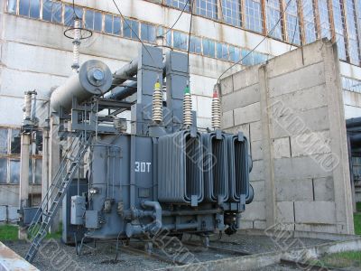 High voltage  electric converter equipment at a power plant