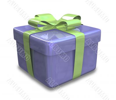 blue gift with green wrap - 3d made