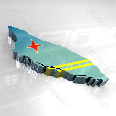 3d flag map of Aruba