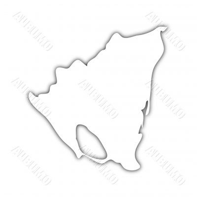 map of nicaragua with shadow