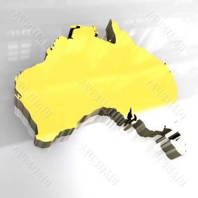 golden map of australia - 3d made