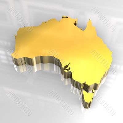 golden map of australia - 3d made