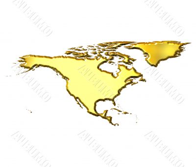 North America 3d Golden Map