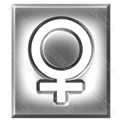 3D Silver Female Symbol Sign