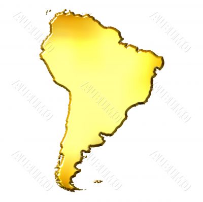 South America 3d Golden Map