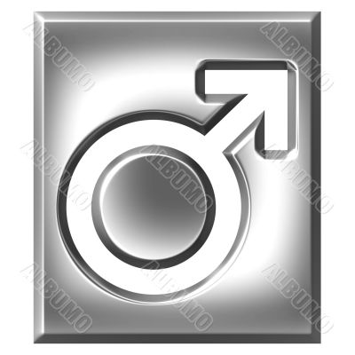 3D Silver Male Symbol Sign