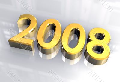 year 2008 in gold 3d year 2008 in gold 3d