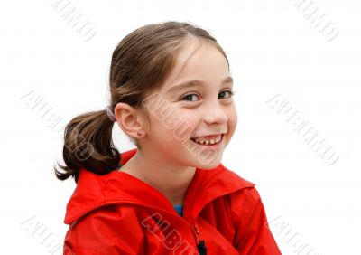 Smiling girl with pigtails