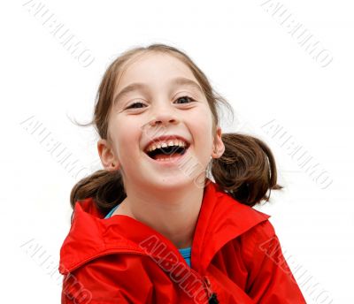 Laughing girl with pigtails