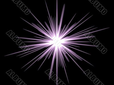 Violet star on a black background.