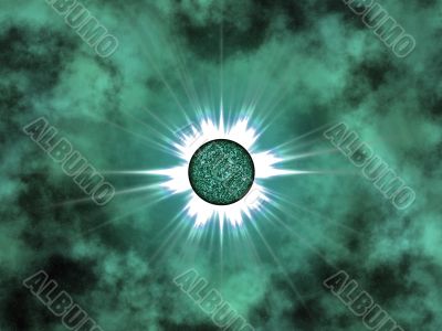 Golden star in space.