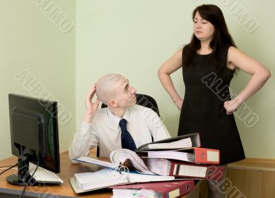 Bookkeeper and the secretary on a workplace Bookkeeper and the secretary on a workplace