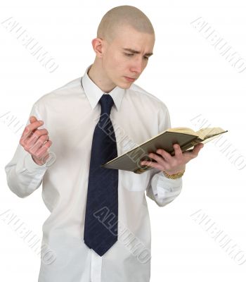 Person with the book in hands Person with the book in hands