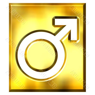 3D Golden Male Symbol Sign