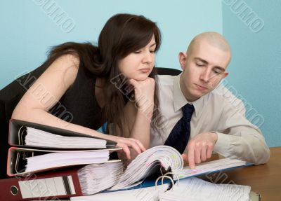 Bookkeeper and the secretary on a workplace Bookkeeper and the secretary on a workplace