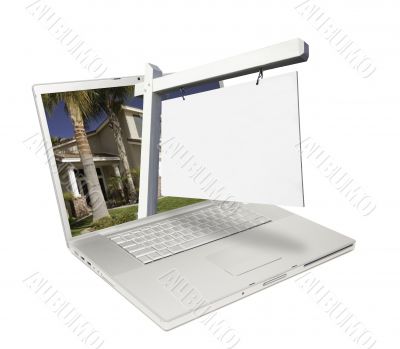 Blank Real Estate Sign &amp; Laptop