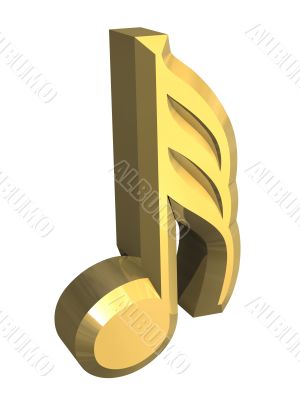 1/32 symbol note in gold - 3d