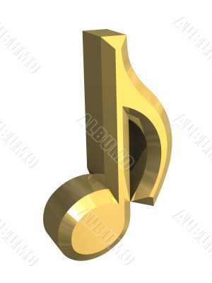1/8 symbol note in gold - 3d 1/8 symbol note in gold - 3d