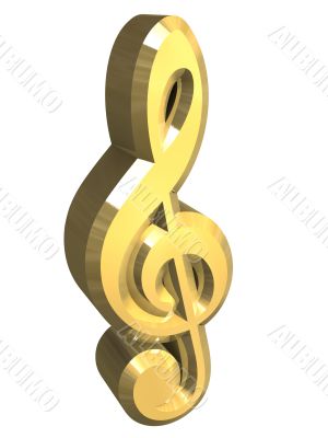 music key symbol in gold - 3D