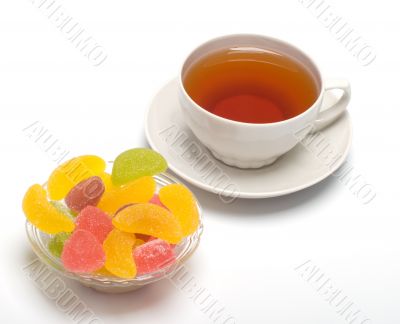 Fruit candy and tea