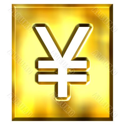 3D Golden Framed Yen Sign