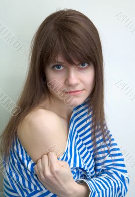 Girl in a stripped vest