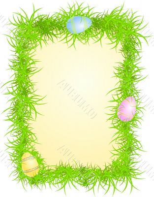 Vector illustration of eggs in grass