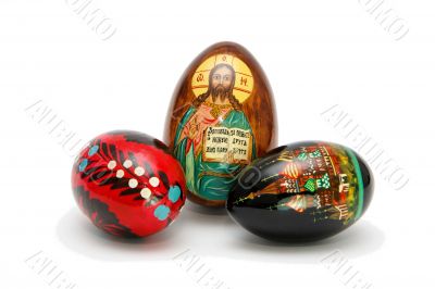 Three Russian Easter eggs isolated