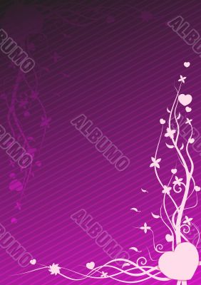 Vector illustration of purple wallpaper with heart