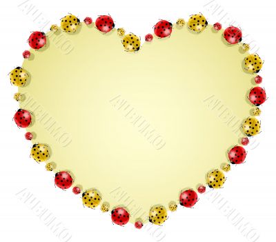 Vector illustration of ladybugs forming heart