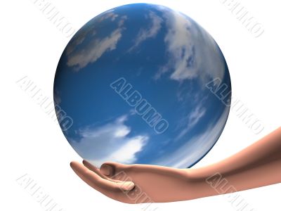 hand holding world sphere