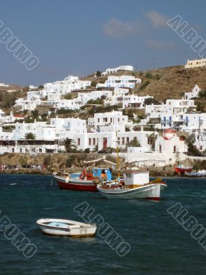 waterfront of Mykonos island