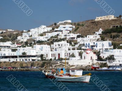 waterfront of Mykonos island