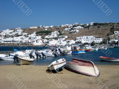 waterfront of Mykonos island