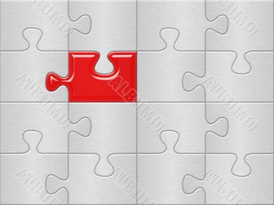 gray puzzle plane surface background with one red piese