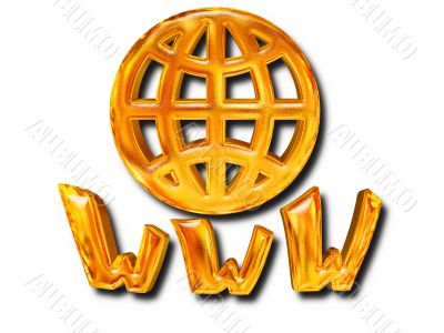 golden patterned globe www letters - internet concept over white