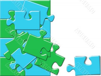 blue and green puzzle concept with space for text or image