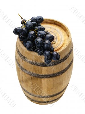 small barrel and muscat. Isolated on white