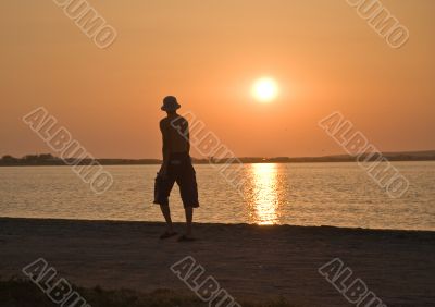 Beautiful sunset at calm sea.