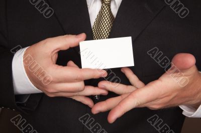 Businessman Holding Blank Business Card