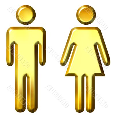 3D Golden Man and Woman Silhouettes