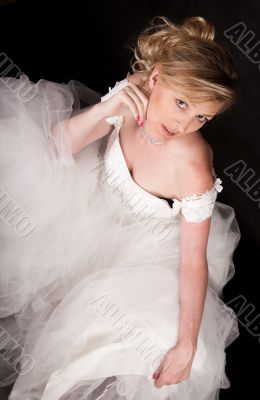 Attractive woman in wedding gown