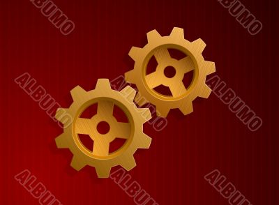 Vector illustration of golden gears