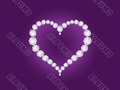 Vector diamond heart on violet background